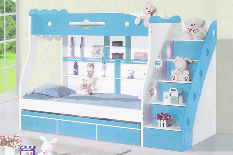Blue Bunk Bed 857 Kids Furniture World, Blue Bunk Beds With Trundle