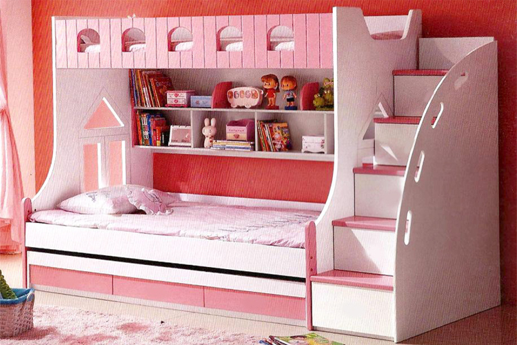 Pink Bunk Bed 859 Kids Furniture World, Pink Bunk Beds With Mattresses